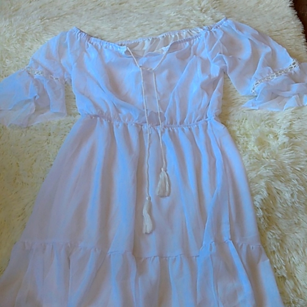 White summer spring sleeves dress
